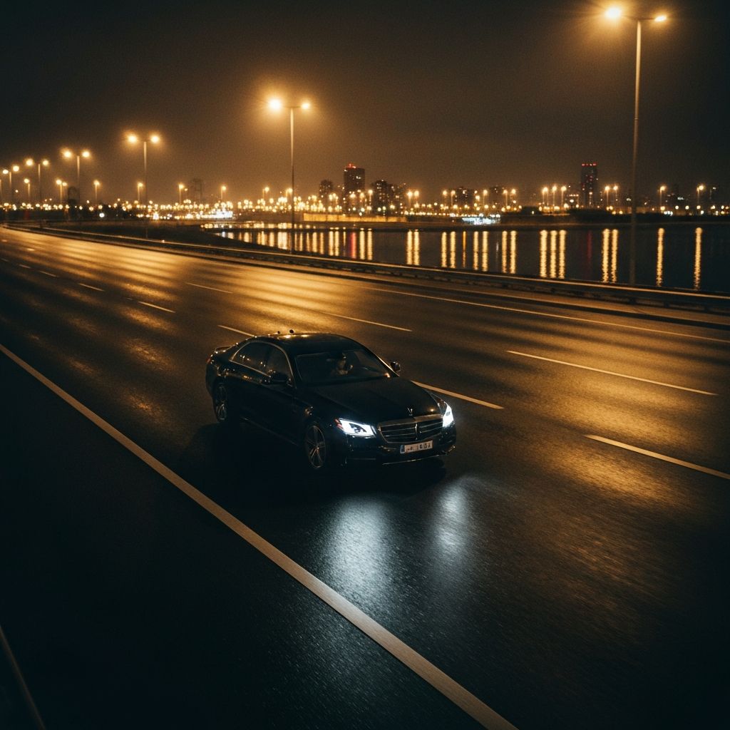 Luxury transport on a night highway